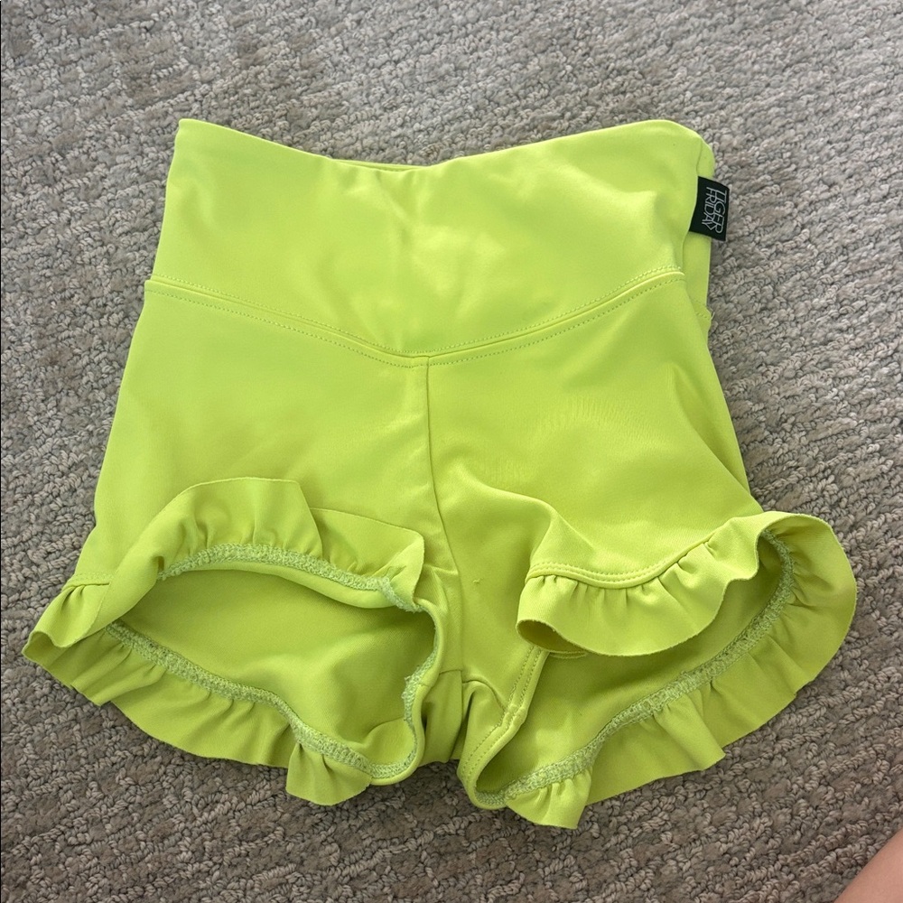 Bright Yellow Ruffle Athletic Shorts